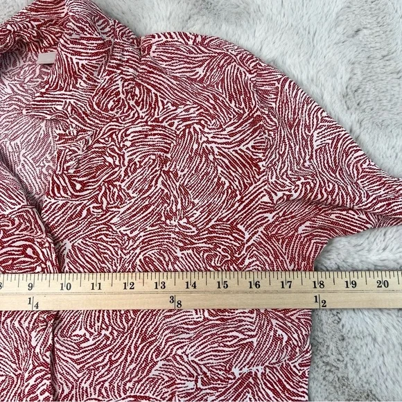 Minimum Patterned Long Sleeve Dress Button Front Size 34 Small Red White Minimal - Picture 8 of 9
